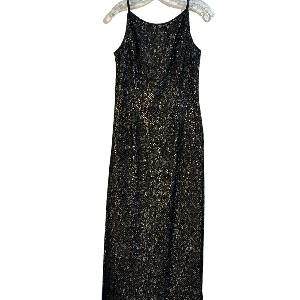 Jessica McClintock formal long dress 9/10 gold and black